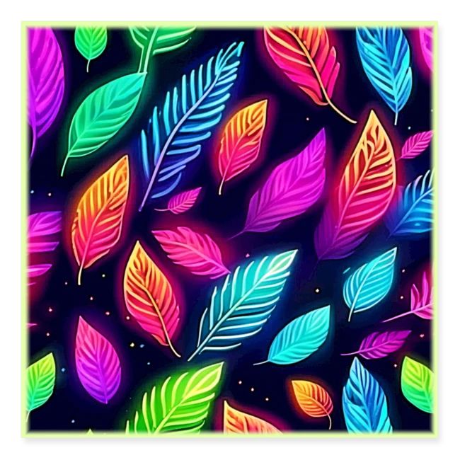 Neon Leaves in Vibrant Glow Art