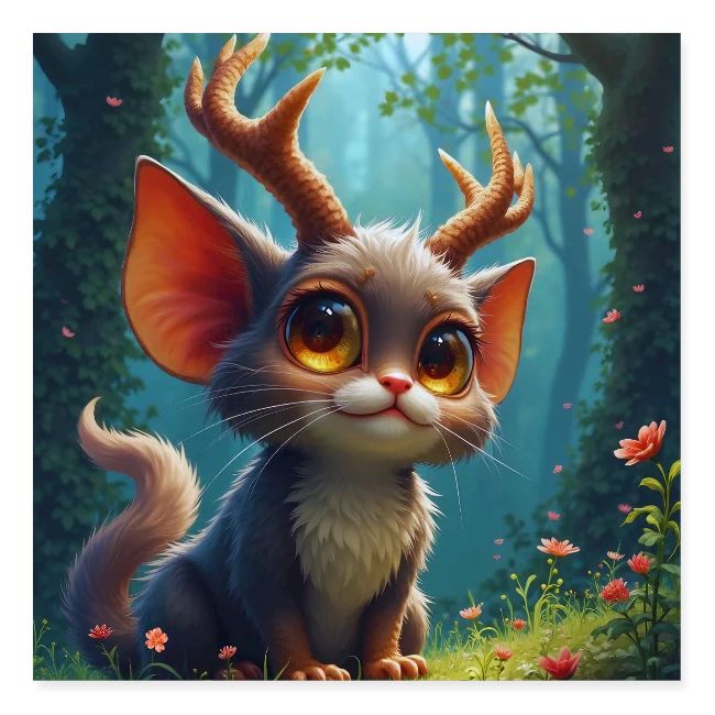 Magical Forest Creature with Deer Horns