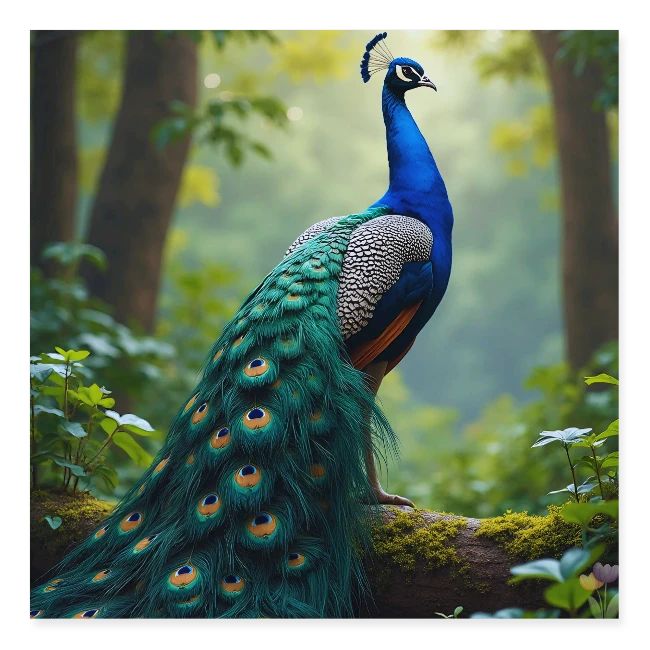 Majestic Peacock in Enchanted Forest