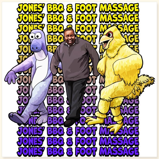 Jones BBQ Dancing Text Wall