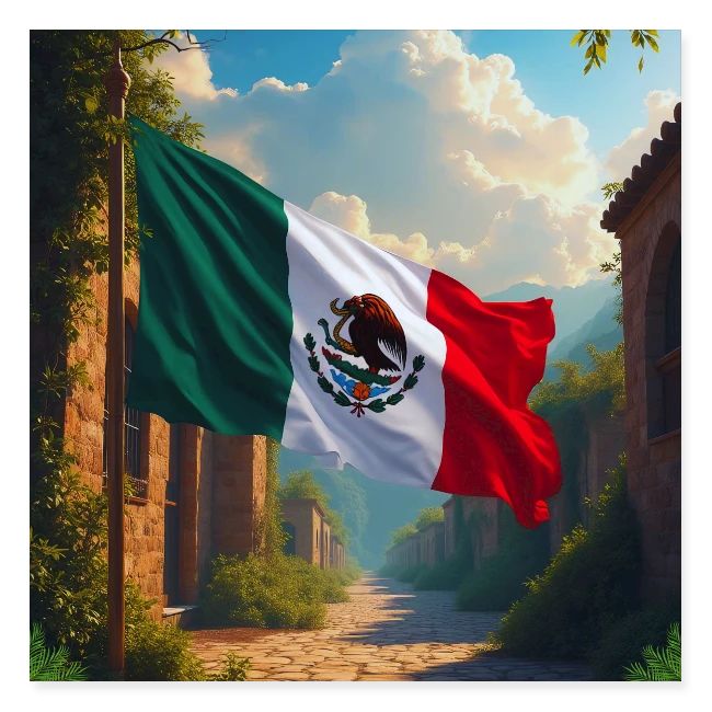 Mexican flag in Magical Town and Nature