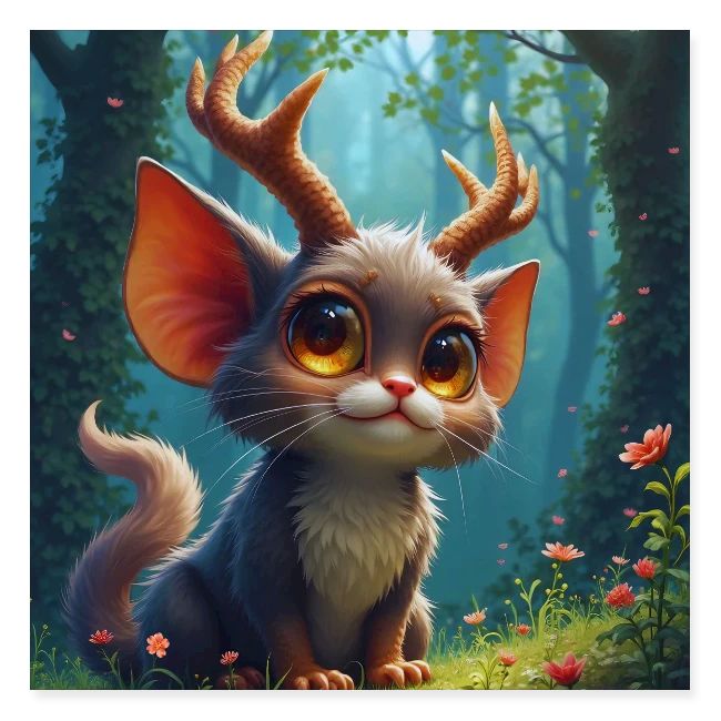 Magical Forest Creature with Deer Horns