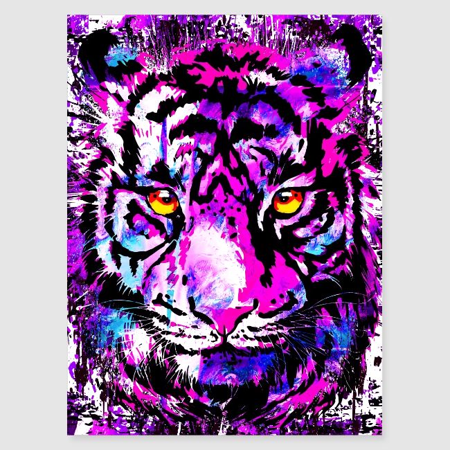 Pink Tiger Head - Tiger Artwork Wildlife Big Cats