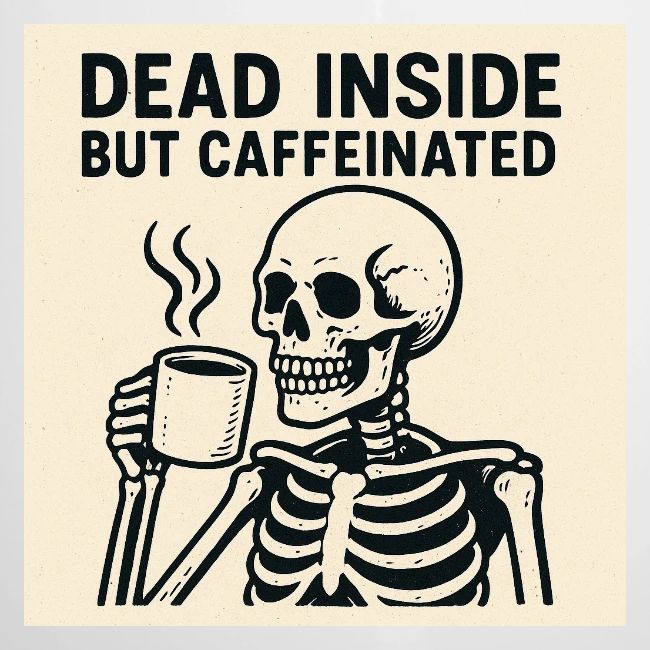 Skeleton Sipping Coffee