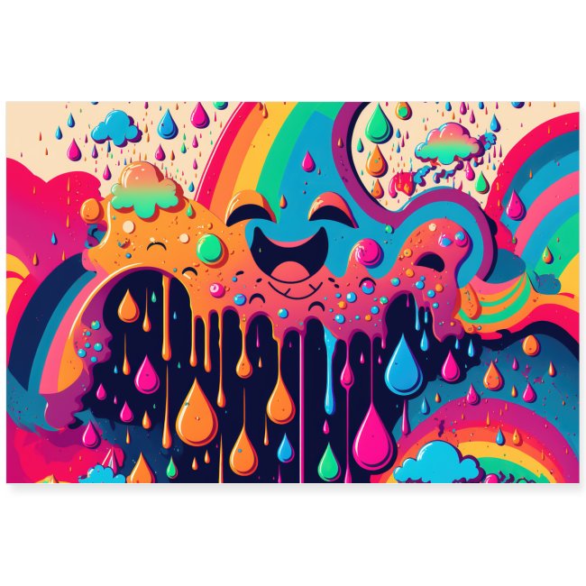 Psychedelic Paint Drip Rainbow Rain Clouds 1.3
