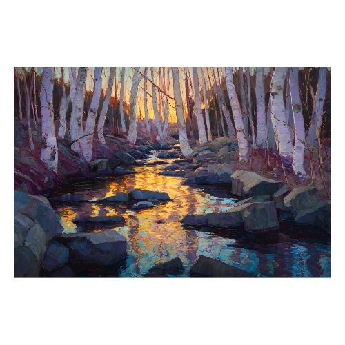 Digital Painting: Burning Light and Quiet Waters - Poster 36x24