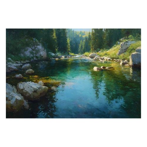 Digital Painting: Golden Ripple - Poster 36x24
