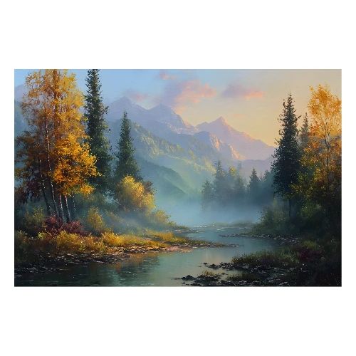 Digital Painting: Misty Autumn Calm - Poster 36x24