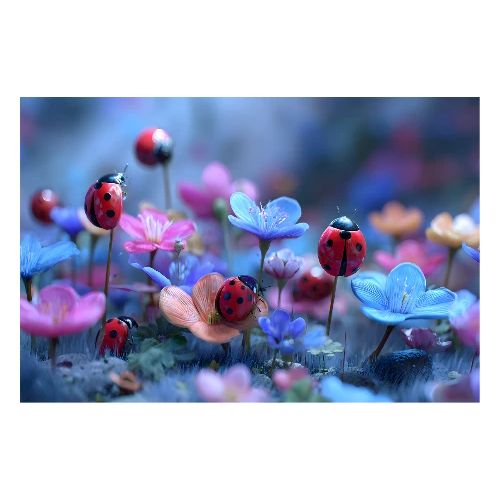 Floral Ladybug Parade - Poster 36x24