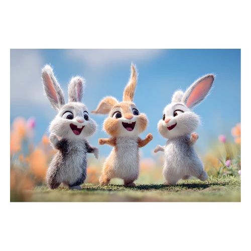 Rabbit Meadow Trio - Poster 36x24