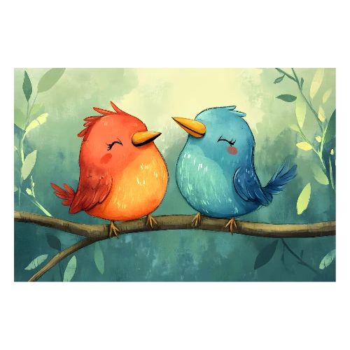 Branch Buddies in Red & Blue - Poster 36x24