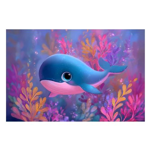 Colorful Whale Adventure - Poster 36x24