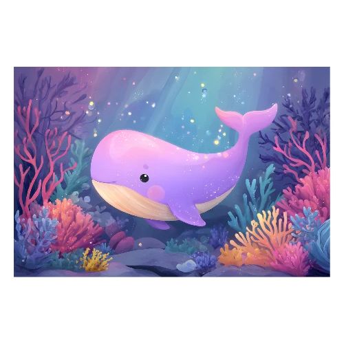 Purple Whale Wonderland - Poster 36x24