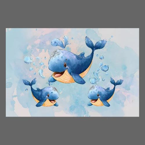 Three Blue Whales - Poster 36x24