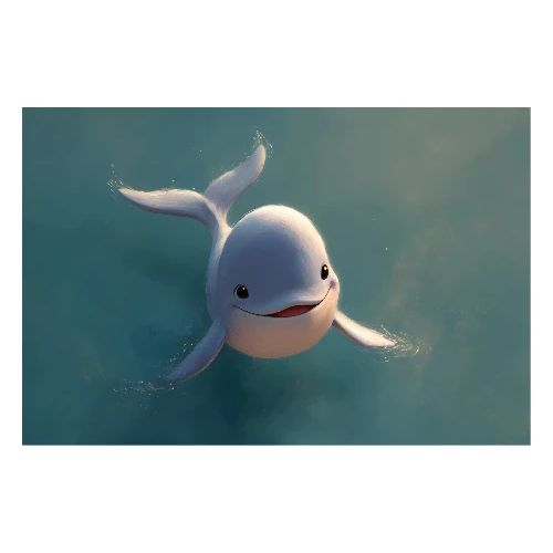 Gentle White Whale Wonder - Poster 36x24