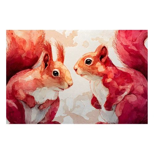 Watercolor Squirrel Companions - Poster 36x24