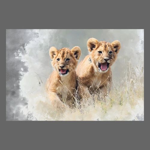 Watercolor Savannah Cubs - Poster 36x24