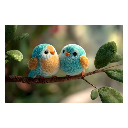 Pair of Blue-Yellow Birds - Poster 36x24