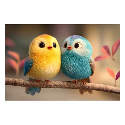 Yellow and Blue Bird Duo - Poster 36x24