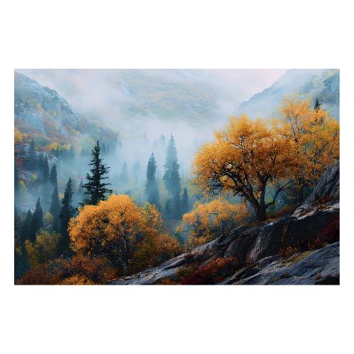 Mist Over the Ember Slopes - Poster 36x24
