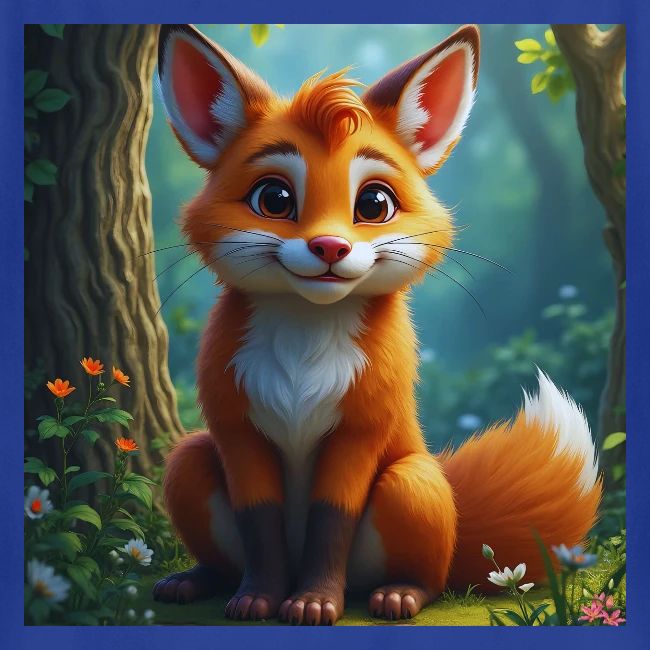 Magical fantasy fox in enchanted forest scene