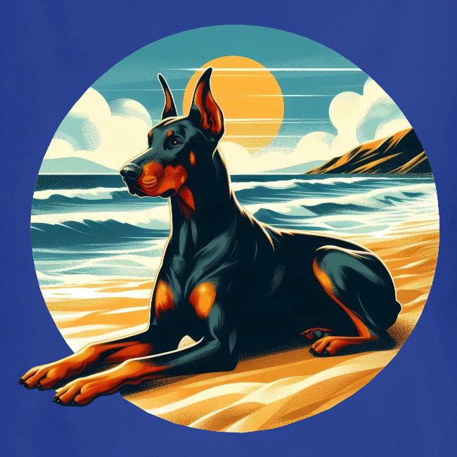 Doberman On The Beach