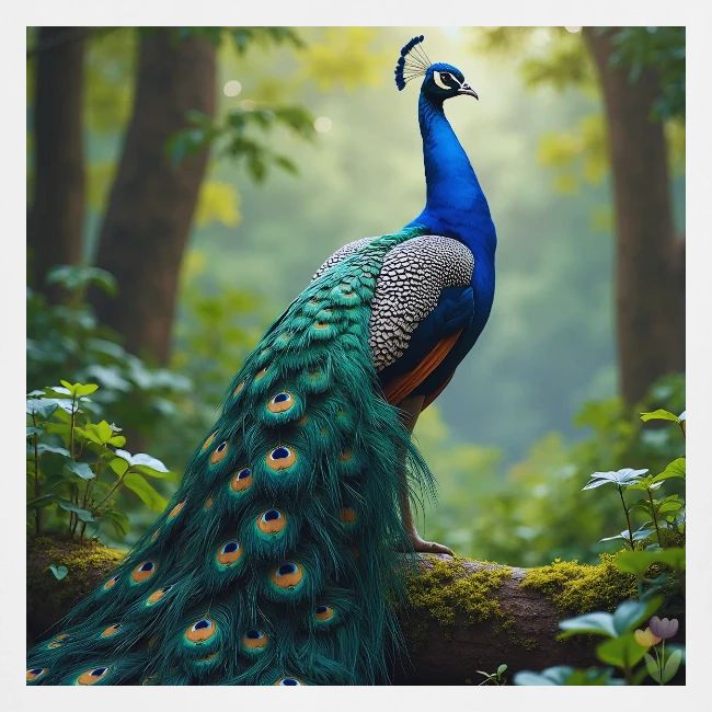 Majestic Peacock in Enchanted Forest