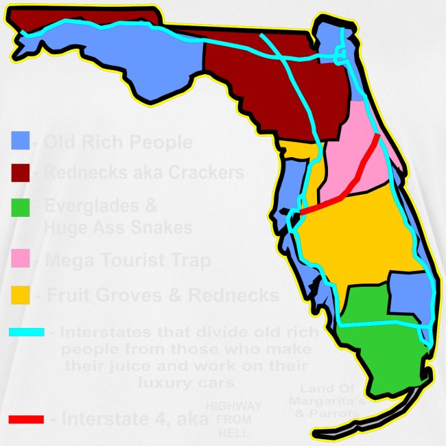 White Tiger Llc Funny Florida Map Womens Moisture Wicking