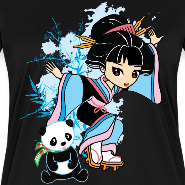 Cartoon Kawaii Geisha Panda Ladies T-shirt by