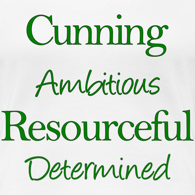 cunning ambitious resourceful determined green fon