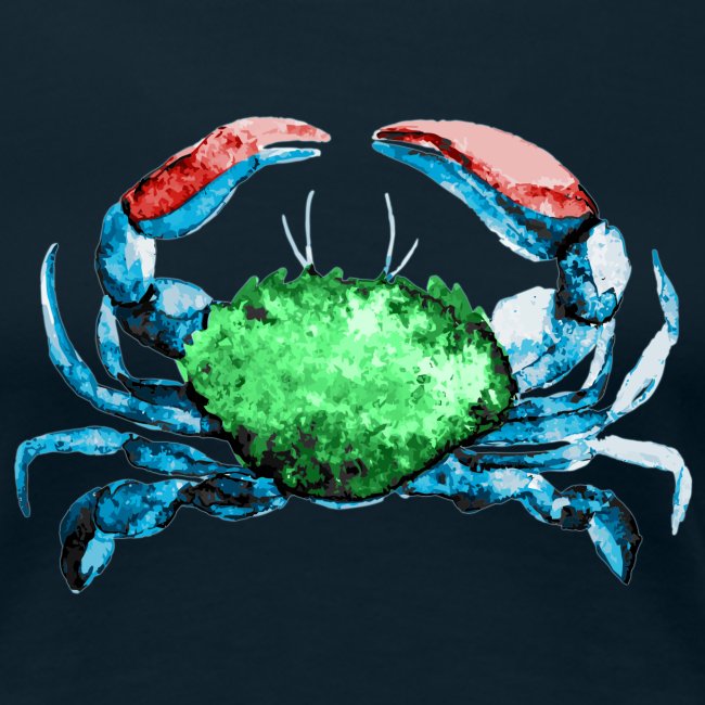 Red, Blue, and Green Crab Watercolor Painting