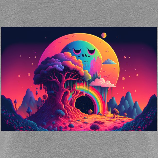 Sleepy Moon Over Forest Rainbow Portal