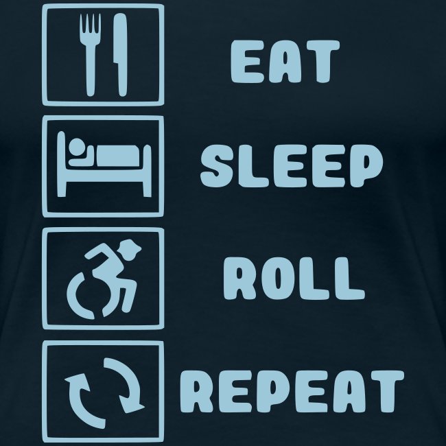 Eat, sleep roll with wheelchair and repeat