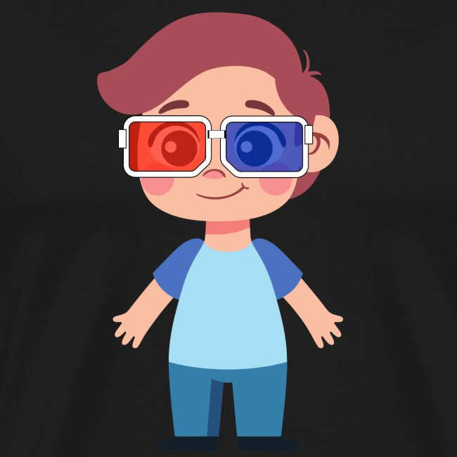 Boy with eye 3D glasses
