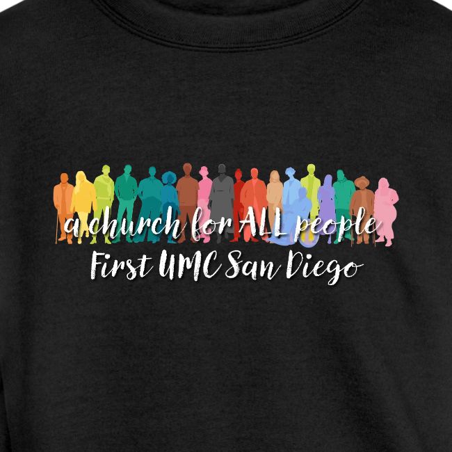 a church for all people - with colorful graphic