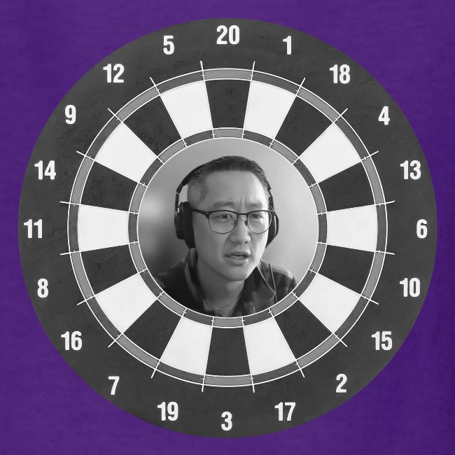 Producer Jay on Dartboard with Fusco Show back
