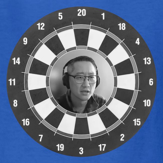 Producer Jay on Dartboard with Fusco Show back