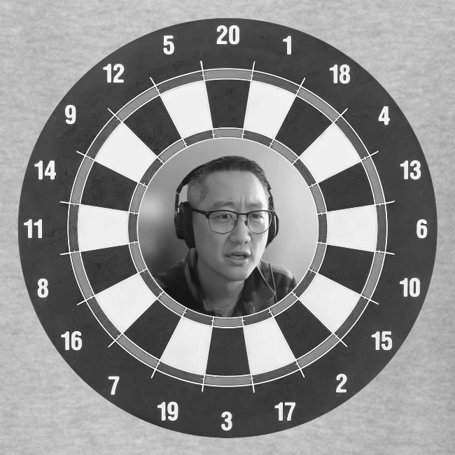 Producer Jay on Dartboard with Fusco Show back