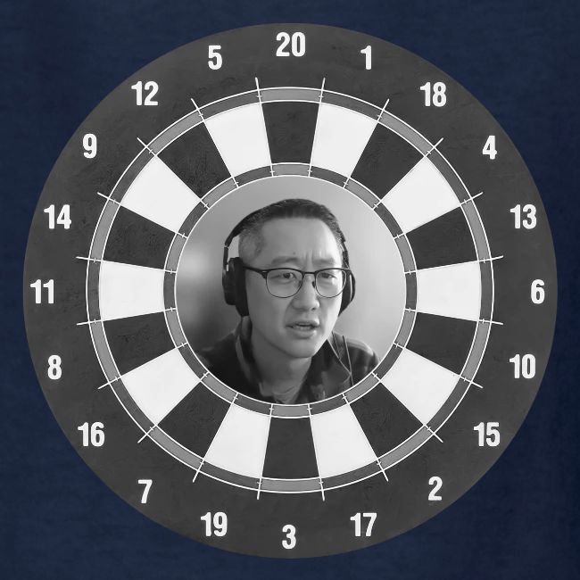 Producer Jay on Dartboard with Fusco Show back