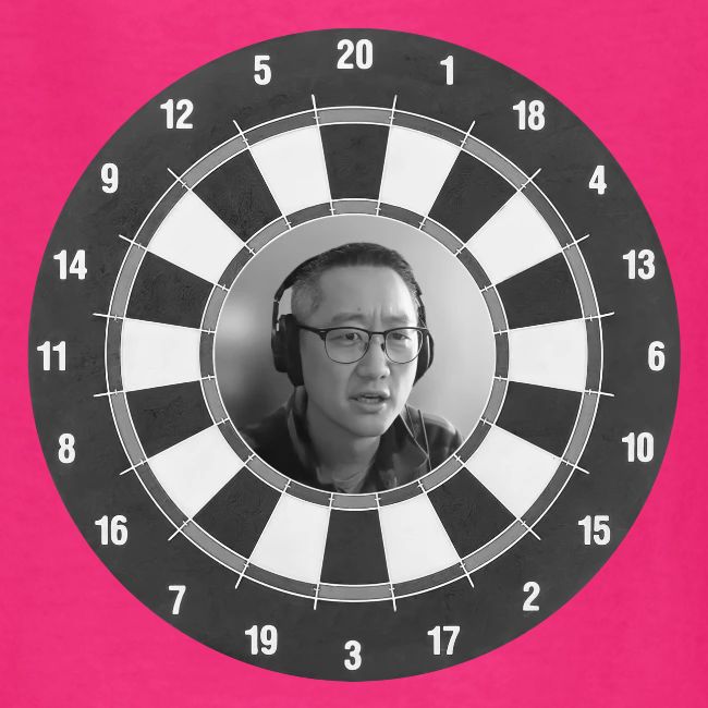 Producer Jay on Dartboard with Fusco Show back
