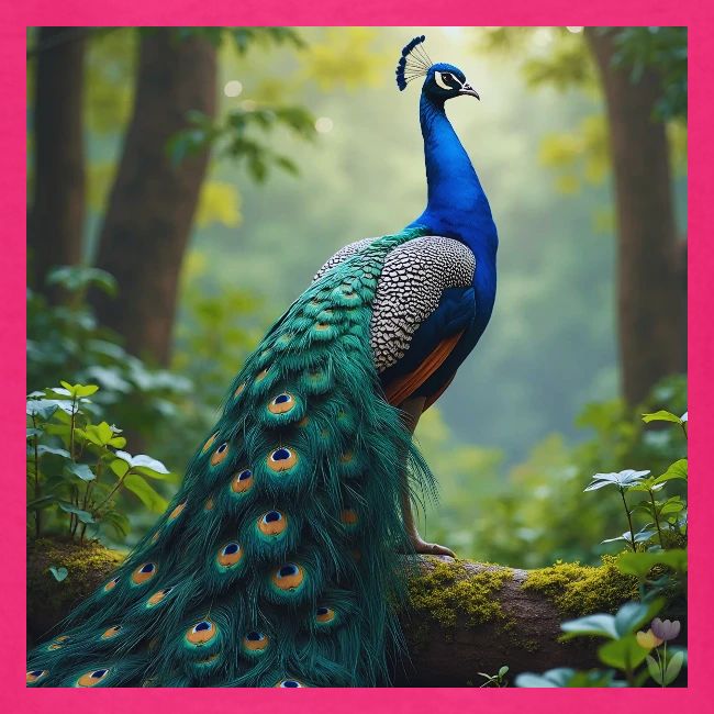 Majestic Peacock in Enchanted Forest