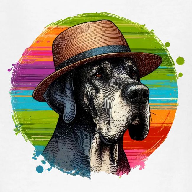 Great Dane Wearing a Hat Art