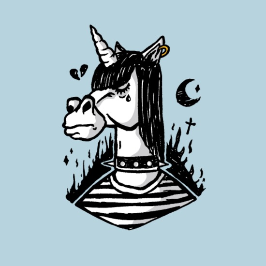 Emo Unicorn dark feelings cartoon unicorn in black' Baby Cap | Spreadshirt