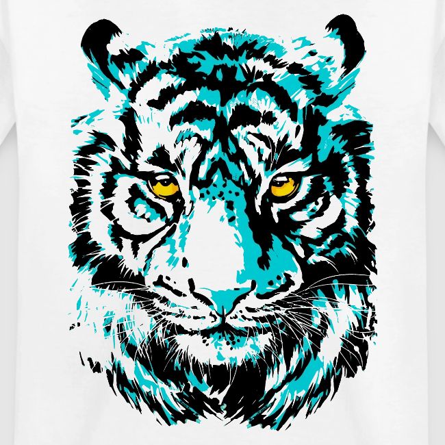 Artistic Tiger Head Portrait Drawing - Turquoise