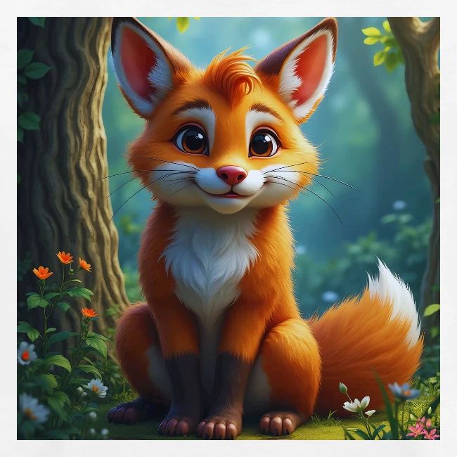 Magical fantasy fox in enchanted forest scene