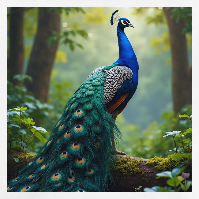 Majestic Peacock in Enchanted Forest