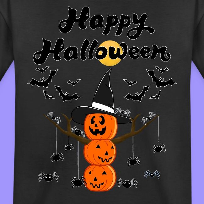 Pumpkin Snowman | Happy Halloween Tree and Spiders