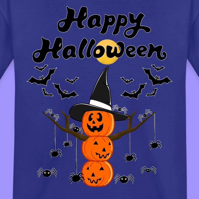 Pumpkin Snowman | Happy Halloween Tree and Spiders
