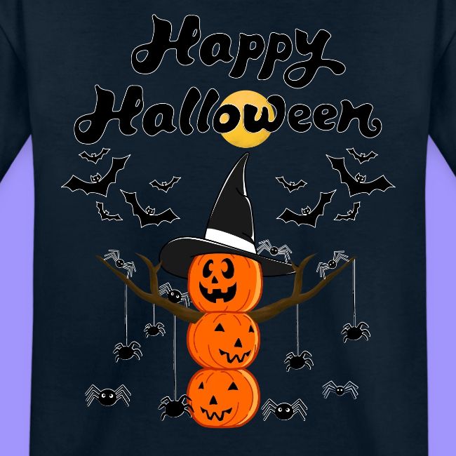 Pumpkin Snowman | Happy Halloween Tree and Spiders