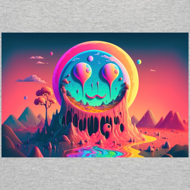 Paint Drip Smiling Face Mountain - Psychedelia